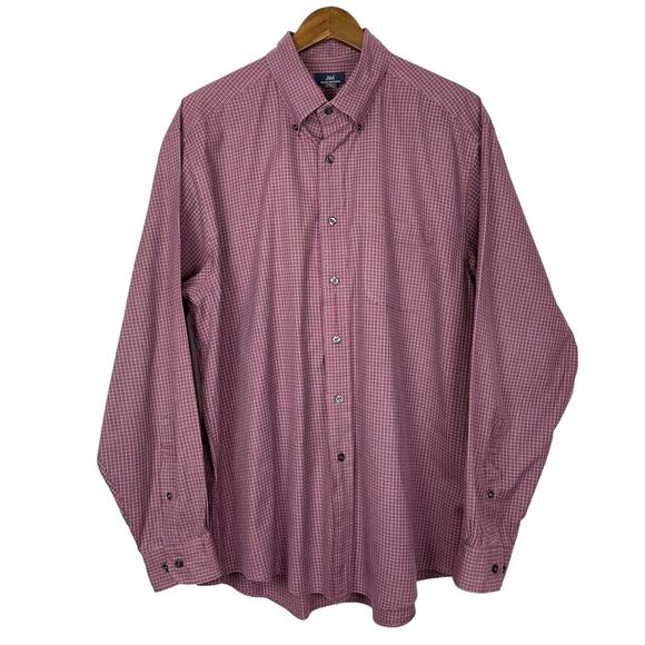 Brooks Brothers | Burgundy Maroon Checkered Plaid Long Sleeve Button Down Shirt - Picture 1 of 9